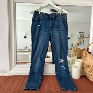 Rewash Women’s Dark Blue Bootcut Jeans with Distressed Knees